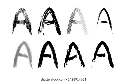 Dibujado a mano Una carta en garabato garabato pincel dibujado a mano estilo aislado sobre fondo blanco. Para letras, presentación, fuente, educación, logotipo, cartel, marca, abc, alfabeto 