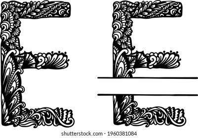 Hand drawn letter E for design element. Vector illustration