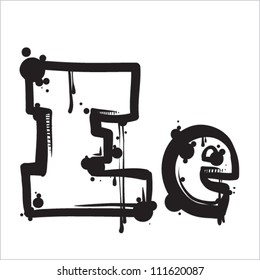 Hand drawn letter E from dirty alphabet. Vector illustration