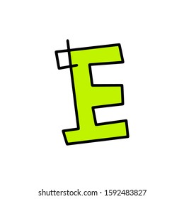 Hand drawn letter e. Text isolated on white background. Artwork vector illustration. lettering minimalism style, cartoon typography, design vector, font, letters. Doodle ABC for kids.letters outline