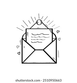 Hand Drawn Letter Envelope Vector Design.