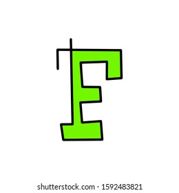 Hand drawn letter f. Text isolated on white background. Artwork vector illustration. lettering minimalism style, cartoon typography, design vector, font, letters. Doodle ABC for kids.letters outline