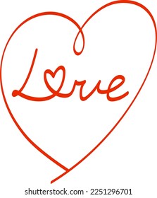 Hand drawn letter and heart and line drawing icon