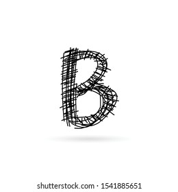 hand drawn letter initial b logo design