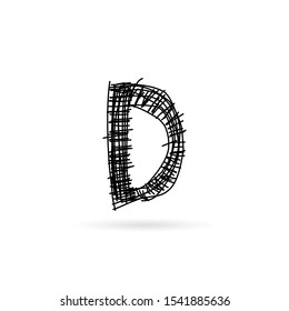 hand drawn letter initial d logo design