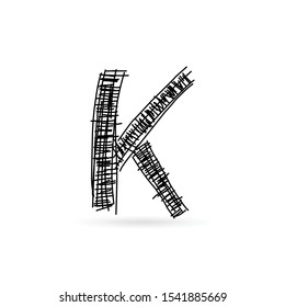 hand drawn letter initial k logo design