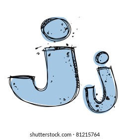 Hand drawn letter J. Vector illustration