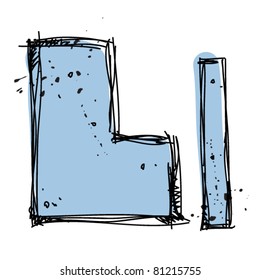 Hand drawn letter L. Vector illustration