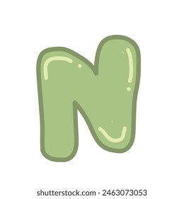 Hand drawn letter N in bubble style
