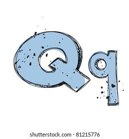 Hand drawn letter Q. Vector illustration