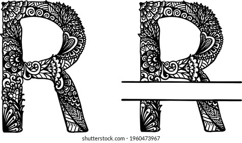 Hand drawn letter R for design element. Vector illustration