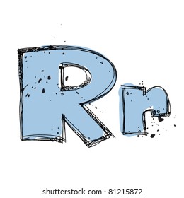 Hand drawn letter R. Vector illustration