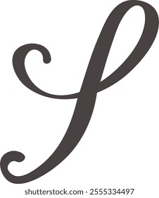 Hand drawn letter s with swirling flourishes adding a touch of elegance and sophistication, suitable for various design projects seeking a refined and stylish aesthetic