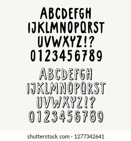 Hand drawn letter set. Comic style hand lettered typograhic collection. All basic characters for English alphabeth. 