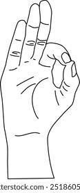 Hand drawn letter sign language illustration. People hand gesture in outline style.