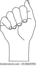 Hand drawn letter sign language illustration. People hand gesture in outline style.