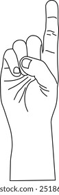 Hand drawn letter sign language illustration. People hand gesture in outline style.