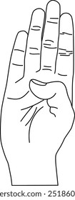 Hand drawn letter sign language illustration. People hand gesture in outline style.