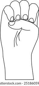 Hand drawn letter sign language illustration. People hand gesture in outline style.