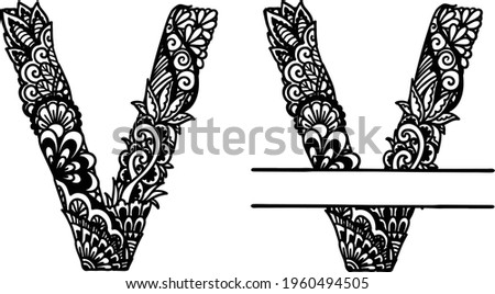 Hand drawn letter V for design element. Vector illustration
