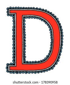 Hand drawn letter, vector illustration