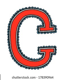 Hand drawn letter, vector illustration