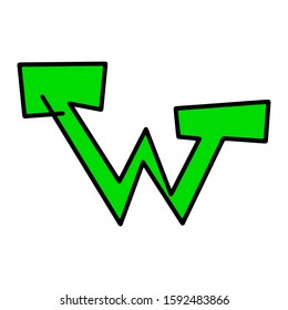Hand drawn letter w. Text isolated on white background. Artwork vector illustration. lettering minimalism style, cartoon typography, design vector, font, letters. Doodle ABC for kids.letters outline