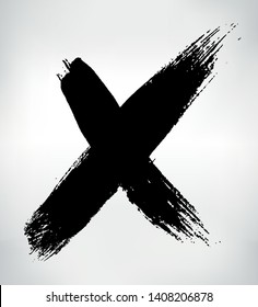 Hand drawn letter x. Grunge x mark.