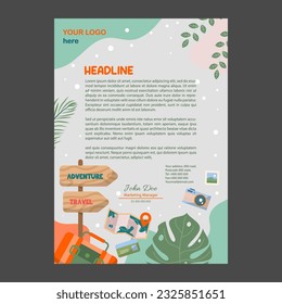 Hand drawn letterhead travel agency with flat color concept