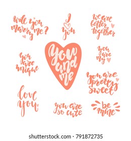 Hand drawn letterind love quotes to the St. Valentinne's Day. Stock vector