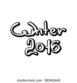 a hand drawn lettering of 2016 winter season