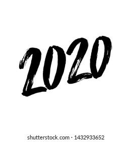 Hand drawn lettering 2020 on white background