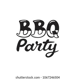 Hand drawn lettering about BBQ and grill isolated on white background. Vector illustration. Barbecue time decorative text for poster design.