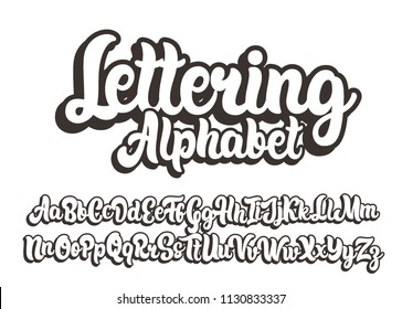 Hand drawn lettering alphabet. Vector font.