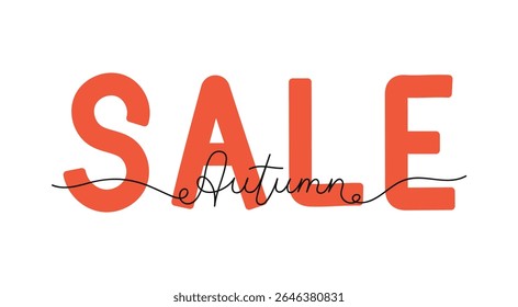 Hand drawn lettering Autumn Sale on the white background. Seasonal handwritten design element for offer banner, poster.
