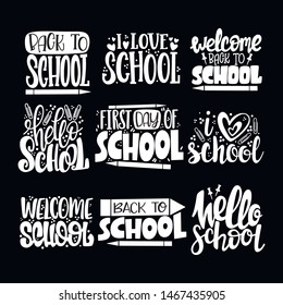 Hand drawn lettering of Back to school isolated on background. The phrase of school. Vector illustration.