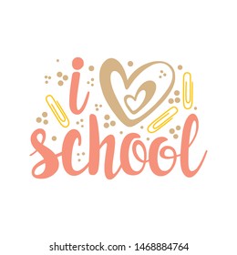 Hand drawn lettering of Back to school isolated on background. The phrase of school. Vector illustration.