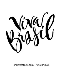Hand drawn lettering Brazil. Modern calligraphy. Ink illustration. Design for banner, poster, card, souvenir, flyer, brochure, t-shirt. Isolated on white background