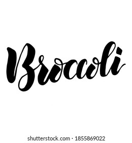 Broccoli dibujado a mano. Grabado de la pluma de pincel.
Leyenda de la mano del vector para impresión.