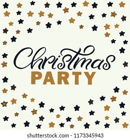 Hand drawn lettering card.Christmas postcard. The inscription: Christmas party. Perfect design for greeting cards, posters, T-shirts, banners, print invitations.