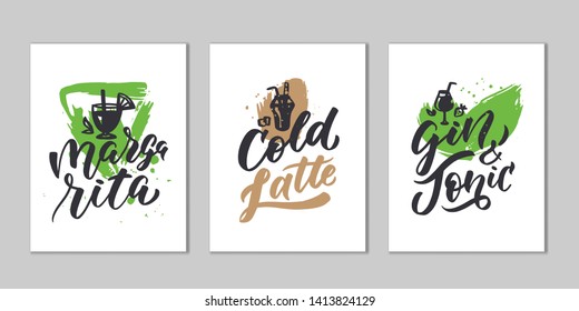 Hand drawn lettering and clipart icons for party and menu bar "Cocktail party". 
Typography  poster EPS 10. Handwritten lettering and calligraphy for birthday party,postcard, banner, etc. 