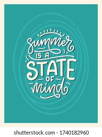 Hand drawn lettering composition about Summer. Funny season slogan. Isolated calligraphy quote for travel agency, beach party. Great design for banner, postcard, print or poster. Vector illustration