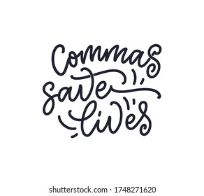 Hand drawn lettering composition about Grammar. Funny slogan. Isolated calligraphy quote. Great design for book cover, postcard, t shirt print or poster. Vector illustration