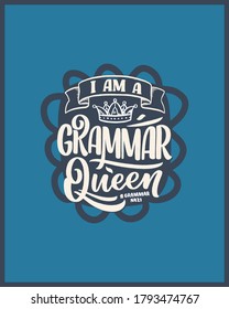 Handgezeichnete Buchstabierkomposition über Grammatik. Sonniger Slogan. Einziger Kalligrafiekonzept. Großartiges Design für Buchcover, Postkarte, T-Shirt-Druck oder Poster. Vektorgrafik
