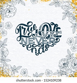 Hand drawn lettering composition, typography poster for Valentines Day, cards, prints. Vector illustration