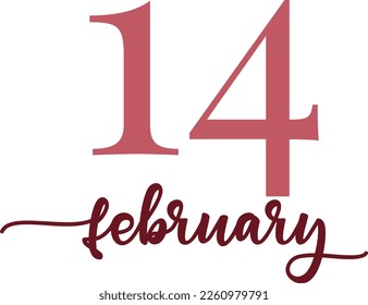 Composición con letras dibujadas a mano para el día de San Valentín - 14 de febrero - Gráfica vectorial en fondo blanco, para el diseño de postales, afiches, banners, camisetas...