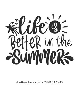 Hand drawn lettering compositions about Summer. Funny season slogans. Isolated calligraphy quotes for travel agency, beach party. Great design for banner, postcard, print or poster.