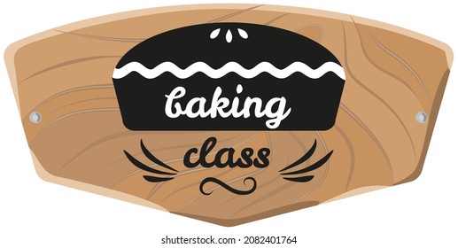 Letras dibujadas a mano para la etiqueta culinaria. Frase, contorno de expresión permite cocinar juntos. Idea de afiche sobre cocina. Icono del emblema culinario del tablero de corte sobre el fondo de la placa de madera
