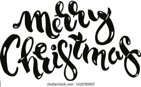 “Merry Christmas” hand drawn lettering. Cute vector illustration for Christmas and New Year.