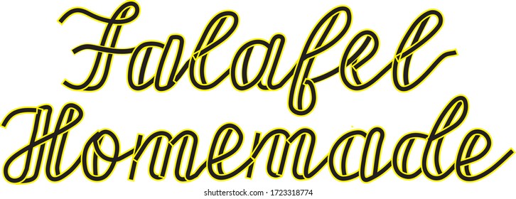 Hand drawn lettering Falafel homemade. Vector text.